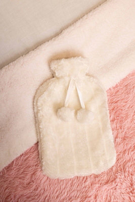 Marco Paul 2L Hot Water Bottle With Cream Faux Fur Cover from B&Q