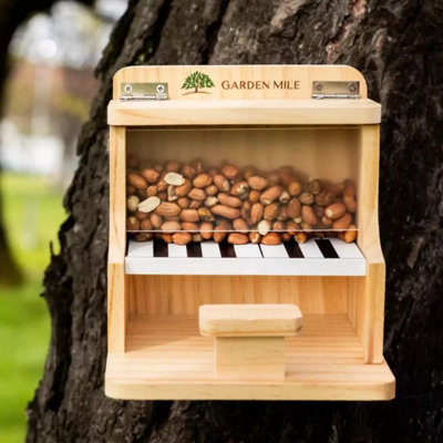 Hanging Wooden Bird Feeder Piano Novelty Feeding Station Bird House Garden from B&Q