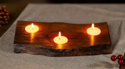 Wooden Tealight Candle Holder With Tealights from B&Q