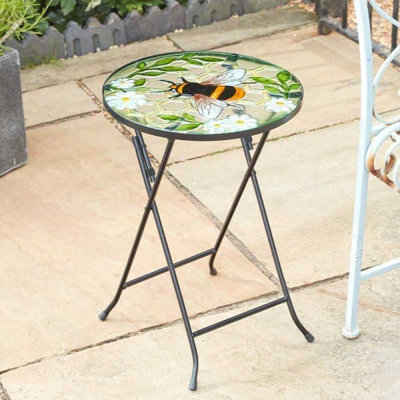 Marco Paul Stained Glass Bee Pattern Glass Table from B&Q