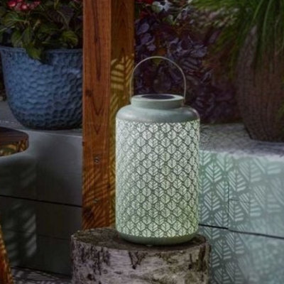 Marco Paul Solar Blue Leaf Pattern Lantern from B&Q