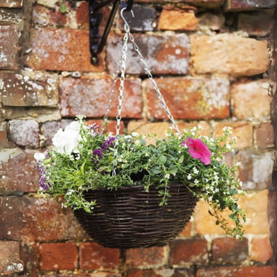 Marco Paul 2X 12'' Hanging Basket Rattan Round Planter from B&Q
