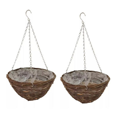 Marco Paul 2X 12'' Hanging Basket Rattan Planter from B&Q