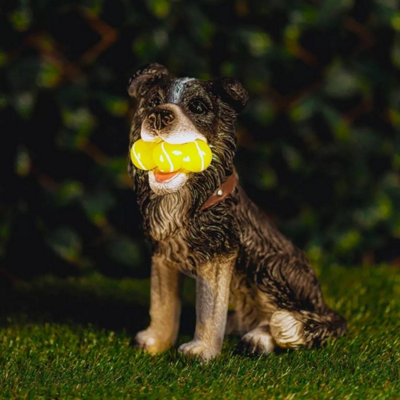 Marco Paul Solar Dog Garden Ornament Led Tennis Ball Puppy Statue from B&Q