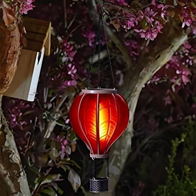 Marco Paul Balloon Fiesta Realistic Flaming Effect Solar Powered Hot Air Balloon Hanging Lantern from B&Q