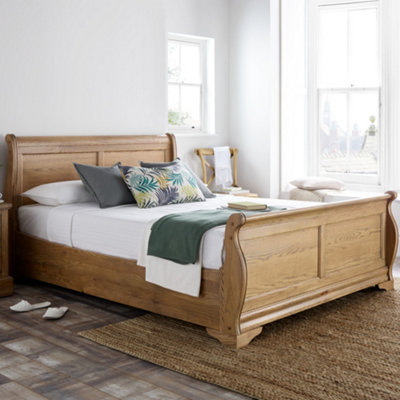 French Style Bordeaux Oak Wooden Sleigh BedKing Size 5Ft Bed Frame Only from B&Q