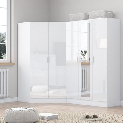 Reflect 2Pc Wardrobe Bundle2 Door Corner + 3 Door MirrorWhite Gloss & Matt WhiteH: 180Cm X W: 179Cm X D: 103Cm from B&Q