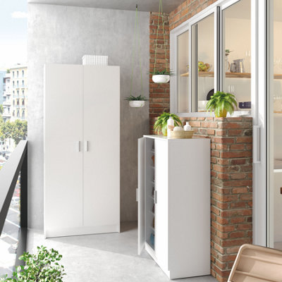 BALTIC 2 Door Bathroom Cabinet Tall Storage Unit with Reversible Doors, White - Image 7