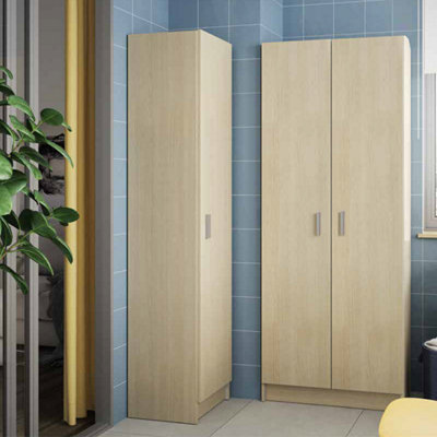 Direct Furniture Suppliers Ltd Vita Oak 2 Door 4 Shelf Kitchen Utility Room CabinetModular Cleaning StorageH: 180Cm X W: 59Cm X D: 37Cm from B&Q