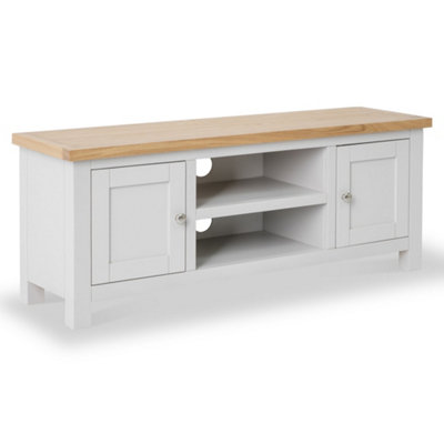 Farro Grey 120Cm Large Tv UnitFully AssembledPainted With Oak Top By Roseland Furniture from B&Q
