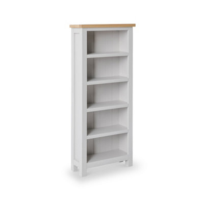 Farro Grey 5 Tier Narrow BookcasePainted With Oak TopBy Roseland Furniture from B&Q