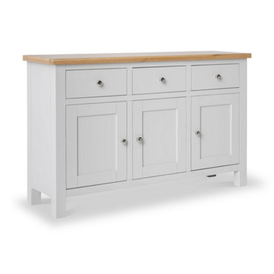 Farro Grey Large Sideboard Fully AssembledPainted With Oak Top By Roseland Furniture from B&Q