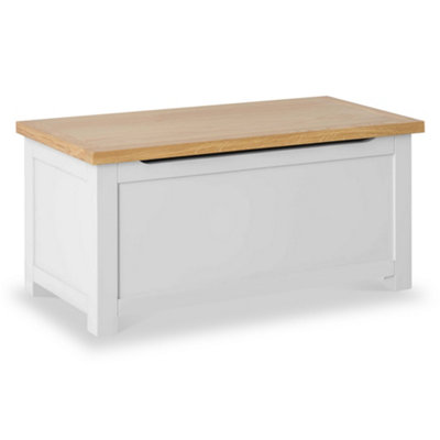 Farro Grey Ottoman Blanket BoxPainted With Oak TopFully Assembled By Roseland Furniture from B&Q