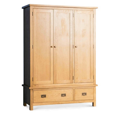 Surrey Oak Large Triple Wardrobe With 2 DrawersBy Roseland Furniture from B&Q