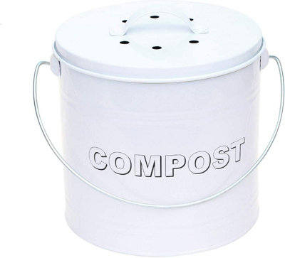 Simpa 8L White Compost Food Waste Recycling Bin Caddy from B&Q
