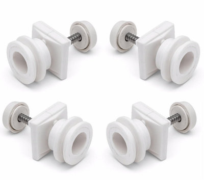 4 X Shower Part Shower Door Rollers Joint Ball Grooved Sovereign Circled Slot Wheels/runners 19mm White L1 from B&Q