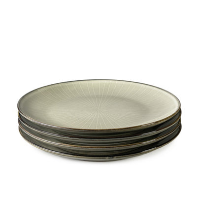 Scandi Home Set Of 4 Fika Ceramic Oatmeal Reactive Glaze Dinner Plates from B&Q