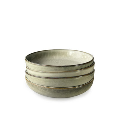 Scandi Home Set Of 4 Fika Ceramic Oatmeal Reactive Glaze Pasta Bowls from B&Q