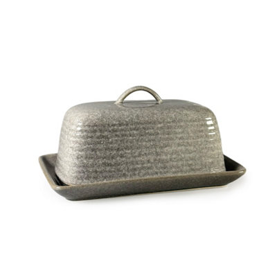 Scandi Home Grey Reactive Glaze Ceramic Paris Butter Dish