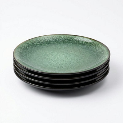 Scandi Home Set Of 4 Green Reactive Glaze Stoneware 20Cm Side Plates from B&Q