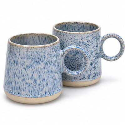 Scandi Home Speckled Blue Reactive Glaze Ceramic Mugs Set 2 460ml - Image 3