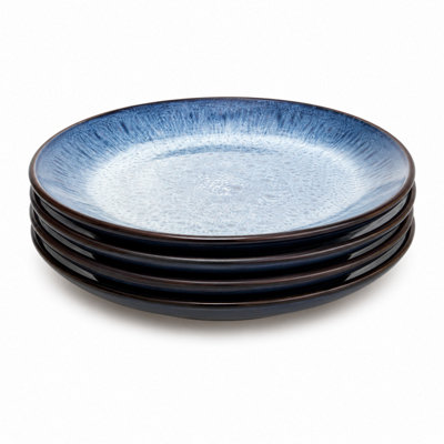 Scandi Home Unisex Blue Set Of 4 Reactive Glaze Side Plates 20Cm - Image 3