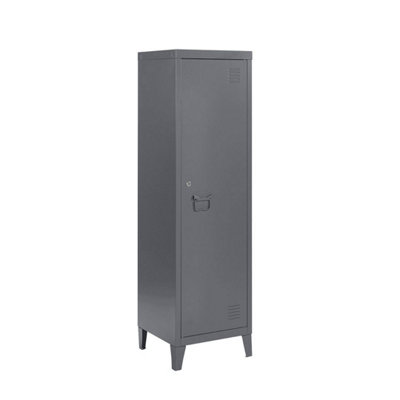MMT Funiture Designs mmt  Grey Metal 2 Shelve Locker Cabinet1 Door Storage Cupboard For Home Or Office from B&Q