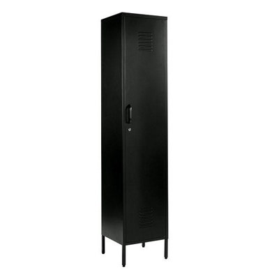 MMT Funiture Designs mmt  Black Metal 3 Shelve Locker Cabinet1 Door Storage Cupboard For Home Or Office from B&Q