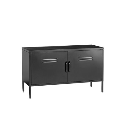 MMT Funiture Designs mmt  Black Metal Tv Stand Cabinet Retro Low Sideboard Cabinet Buffet Retro 100Cm from B&Q
