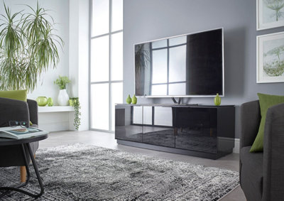 MMT Funiture Designs mmt Clear Glass Tv Stand 115Cm Wide For Up 32 40 50 55 Inch Led 4K Flat Screen Tv's from B&Q