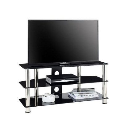 MMT Funiture Designs mmt Black Glass Tv Stand 3 Shelf 1050mm Unit For 32 To 50" Tvs from B&Q