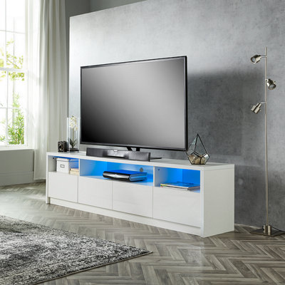 MMT Funiture Designs Modern White 200Cm Matt Gloss Tv Stand Cabinet Suitable For 55 65 70 75 80 Inch 4K Led Flat Screen Tv's from B&Q