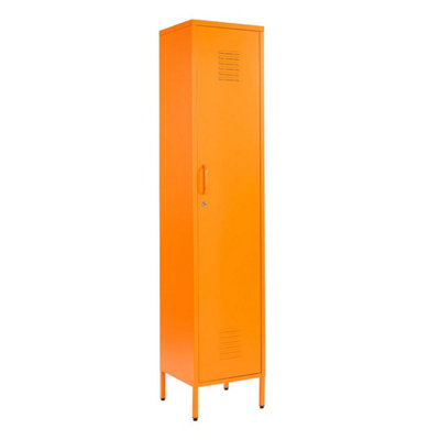 MMT Funiture Designs Orange Metal Tall 3 Shelve Locker Cabinet1 Door Wardrobe Storage Cupboard For Home Or Office from B&Q