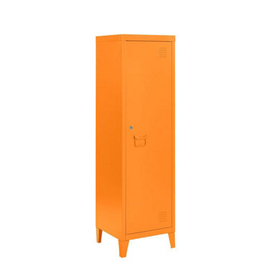 MMT Funiture Designs Orange Metal 2 Shelve Locker Cabinet1 Door Storage Cupboard For Home Or Office from B&Q