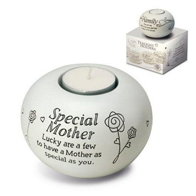 B&Q White Said With Sentiment Candle Holder: Special Mother 9.5Cm
