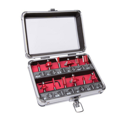 Wolf® 12 Piece Router Cutter Bit Set Wolf 1/4" Shank Tct Tungsten Carbide Tipped Woodworking Set from B&Q