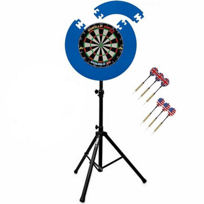 Gorilla Darts Double 20 Dartboard Puzzle Surround Set & Arrow Pro Tripod Stand (Blue) from B&Q