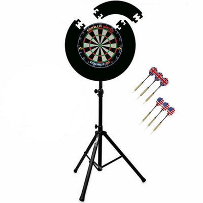 Gorilla Darts Double 20 Dartboard Puzzle Surround Set & Arrow Pro Tripod Stand (Black) from B&Q