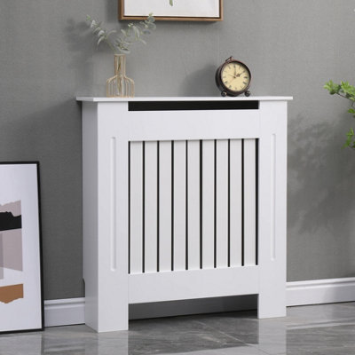 Avc Designs Kensington Radiator Cover Modern Mdf Wood White Vertical Slat Living Room Bedroom Hallway Cabinet (Small White) from B&Q