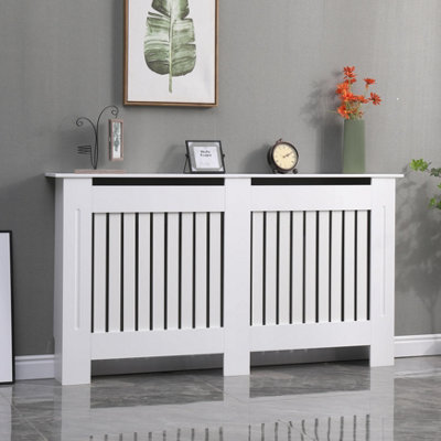 Avc Designs Kensington Radiator Cover Modern Mdf Wood White Vertical Slat Living Room Bedroom Hallway Cabinet (Large White) from B&Q