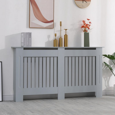 Avc Designs Kensington Radiator Cover Modern Mdf Wood Grey Vertical Slat Living Room Bedroom Hallway Cabinet (Large) from B&Q