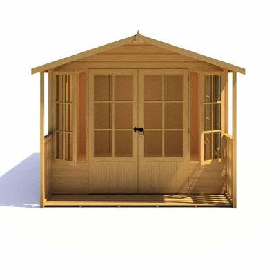 Shire Delmora 8 X 14 Shiplap Summerhouse With Veranda - Wood - L4186 X W2456 X H2174 mm