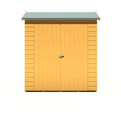 B&Q -  Lewis 4 X 6 Feet Double Door Reverse Apex Style ShedL191.4 X W136 X H204.3 Cm