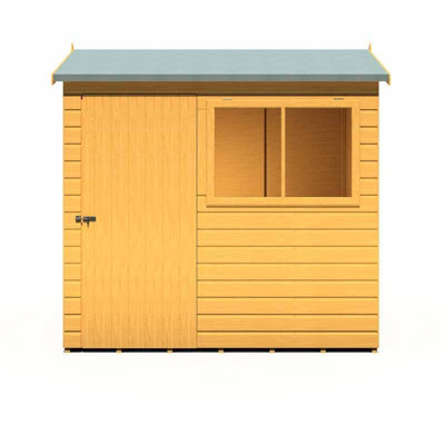 Shire Lewis 7 X 5 Feet Single Door Reverse Apex Style D Shed - L147.3 X W208.2 X H187 Cm-36238