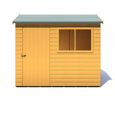 Shire Lewis 8 X 6 Feet Single Door Reverse Apex Style D Shed - L196.3 X W251.4 X H212.7 Cm-36240