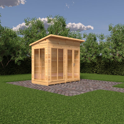Shire Lela 8X4 Ft Summerhouse With Double Doors And One Double Window Brown
