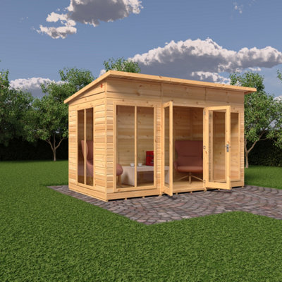 Shire Light/Brown Lela Summerhouse 12X6 Ft 7Ft
