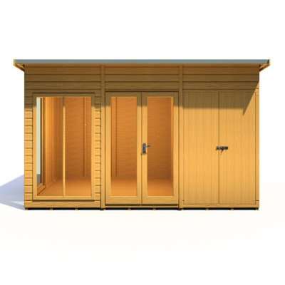 Shire Lela 12 X 8 Summerhouse Including Storage - L282.1 X W371.4 X H227.5 Cm