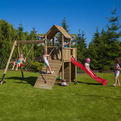 B&Q -  Adventure Peaks Fortress 3 Climbing Tower With SwingSlide Climbing Rope And Rock Wall