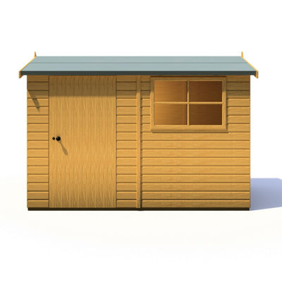 Shire Suffolk 10X6 Workshop Style D Apex Shed Single Door 19mm Loglap from B&Q